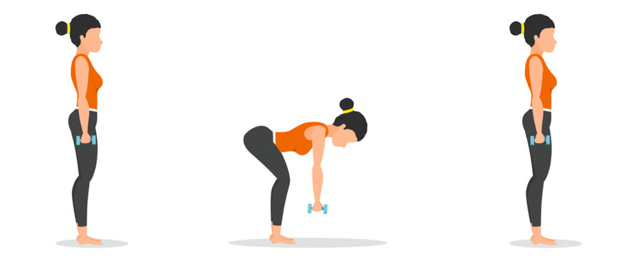 step by step dumbbell hip hinge exercise tutorial