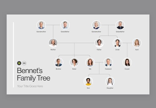 Family Tree Infographic Template in Modern Minimal Style for Org Chart & Hierarchy Layouts