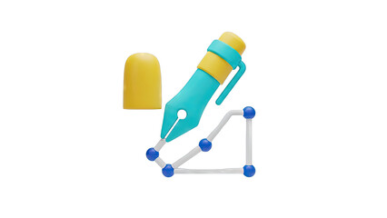 3D Icon of a Pen Drawing a Graph