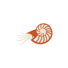 Nautilus Shell Vector Icon: Flat Marine Animal Sign Illustration
