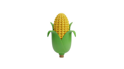 3D Rendered Ear of Corn with Green Husks