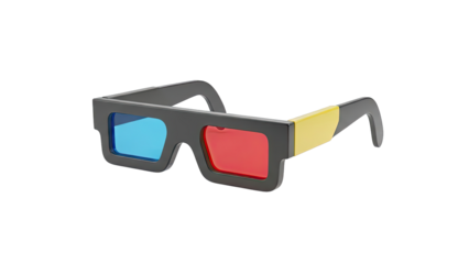 3D Glasses with Red and Blue Lenses and Yellow Accents