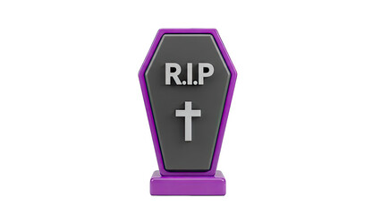 3D Rendering of a Coffin Tombstone with RIP and Cross