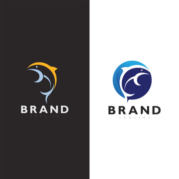 Minimalist Fish Icon Logo Vector Design for Fishing Business Brand Identity