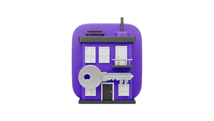 3D Icon of a House with a Key