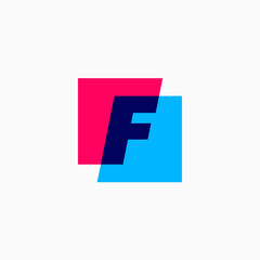 f letter mark square logo vector icon illustration