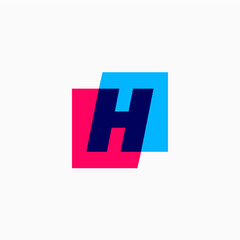h letter mark square logo vector icon illustration
