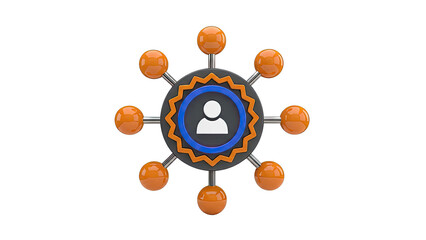 3D Icon of Network Connections and Central User