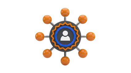 3D Icon of Network Connections and Central User