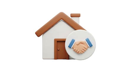 3D Icon of House with Handshake Agreement