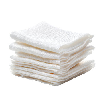 Stack of white gauze pads on a black background medical sterile, Png On White Background, Isolated on Transparent Background, Cut Out