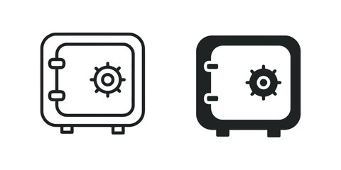 Safe Box Icon in Black and White Minimalist Style Vector Isolated Illustration on White Background Security and Finance Concept of Protection and Storage of Valuable Items