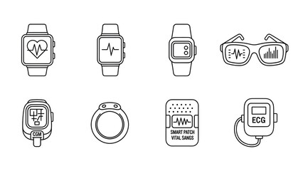 Collection of Smartwatches and Health Accessories.