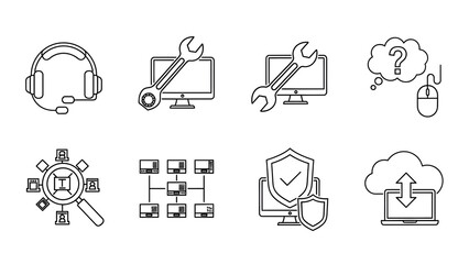 Collection of Technical Support Icons Set.