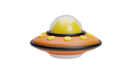 3D Render of a Cute Orange and Yellow Flying Saucer