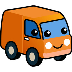 Cheerful orange delivery van