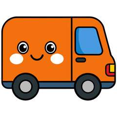 Happy orange delivery van