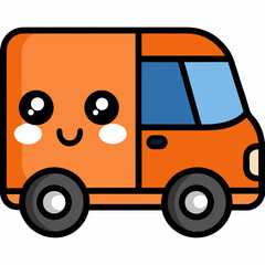 Happy orange delivery van