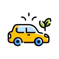 Yellow car emitting plant