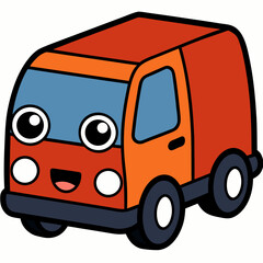 Cartoon van with big eyes
