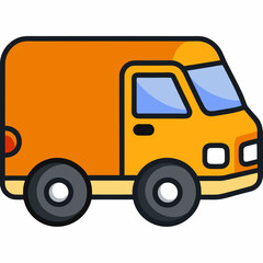 Bright orange cargo van