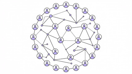 People connected in a professional network circle