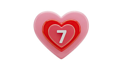 3D Rendered Heart with Number 7