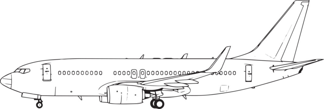 silhouette of clean vector of Boeing 737 isolated on white background