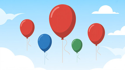 Obraz premium Colorful balloons floating in the sky with white clouds