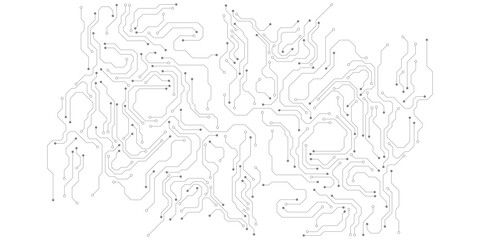Vector abstract technology on white background., Gray circuit diagram on white background. Circuit board with various technology elements.