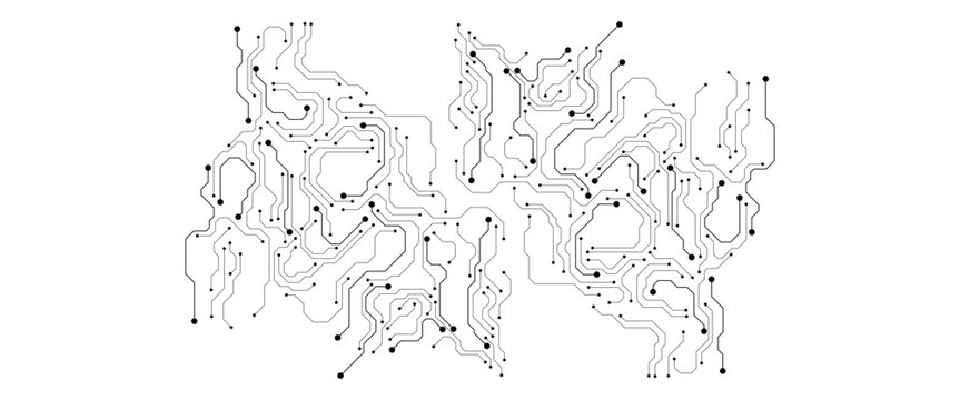 Gray circuit diagram on white background. High-tech circuit board connection system.Vector abstract technology on white background. By Chor muang abstract vector background