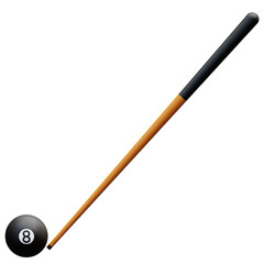 3d sport icon illustration 8-ball pool billiards cue game perfect for sports apps, gaming promotions, or leisure activity representation
