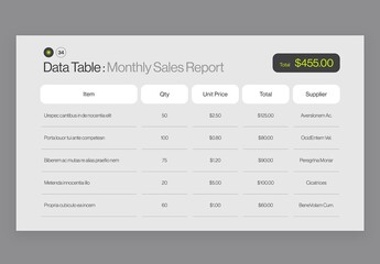 Data Table Infographic Template in Modern Minimal Style