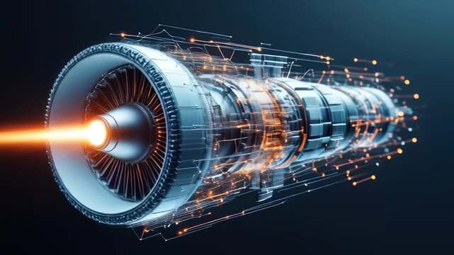 Cyber Jet Engine, Power of the Future. Video Generative AI.