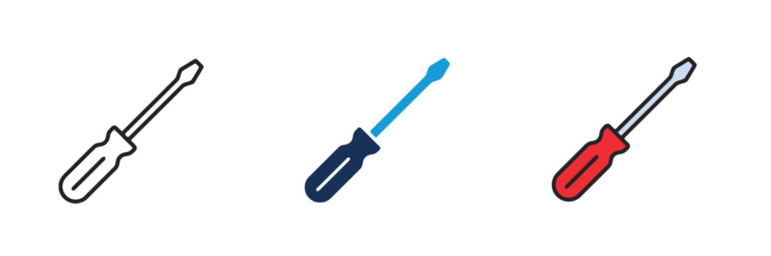 Screwdriver vector illustration tool icon isolated design equipment hardware work repair construction carpentry industry fix maintenance service repairing technical support toolkit - Powered by Adobe