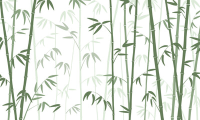 Bamboo tree with leaves. Black silhouette of bamboo on a white background.