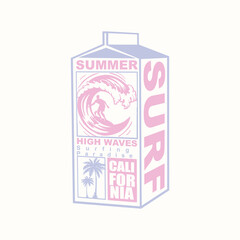 Summer Surf California beach  juice box  graphic design