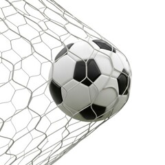 Naklejka premium Soccer ball in the goal net
