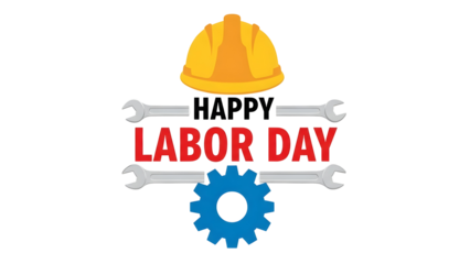 Labour day celebration isolated on transparent background with hard hat and tools