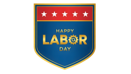 Happy labour day emblem isolated on transparent background