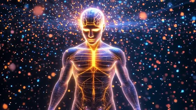 Cosmic Human The Energy of Mind and Body. Video Generative AI.