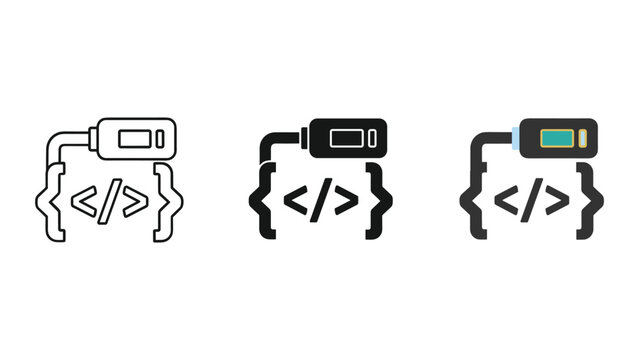 Coding and battery icons in different styles