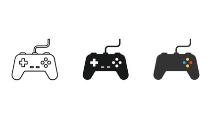 Game controller icons set for gaming and entertainment