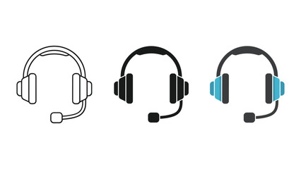 Headset icons in different styles and colors