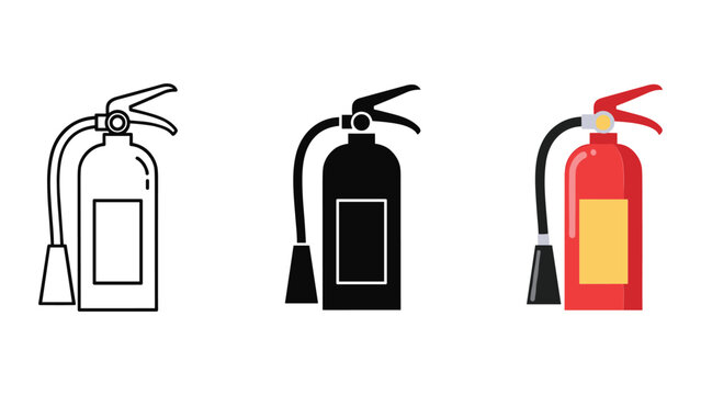Fire extinguisher illustration set