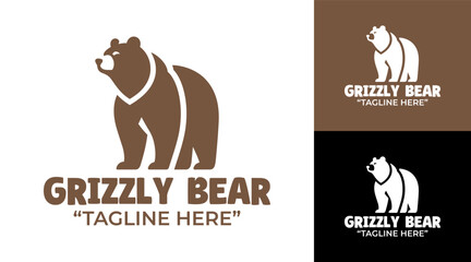 Obraz premium Grizzly Bear Logo Modern Minimalist Wild Brand Symbol