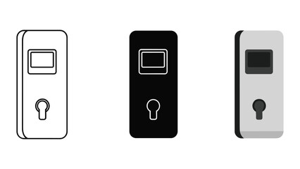 Digital door lock icons in various styles on white background