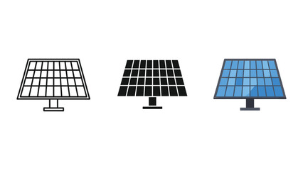 Solar panel icons in different styles