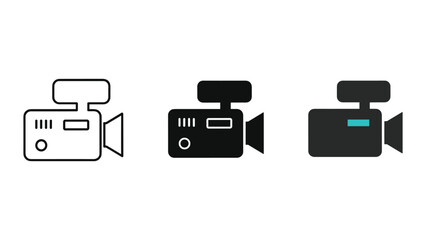 Set of camcorder icons in various styles
