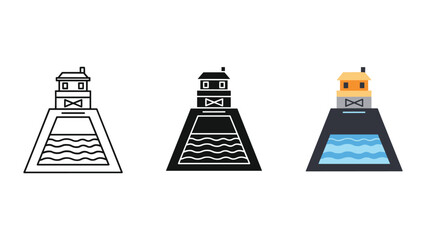 Lighthouse icon set with different color variations